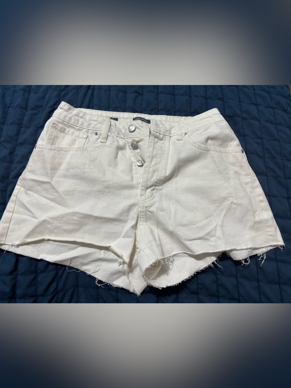 wild fable Off-White High-Rise Button-Fly Denim Cutoff Shorts